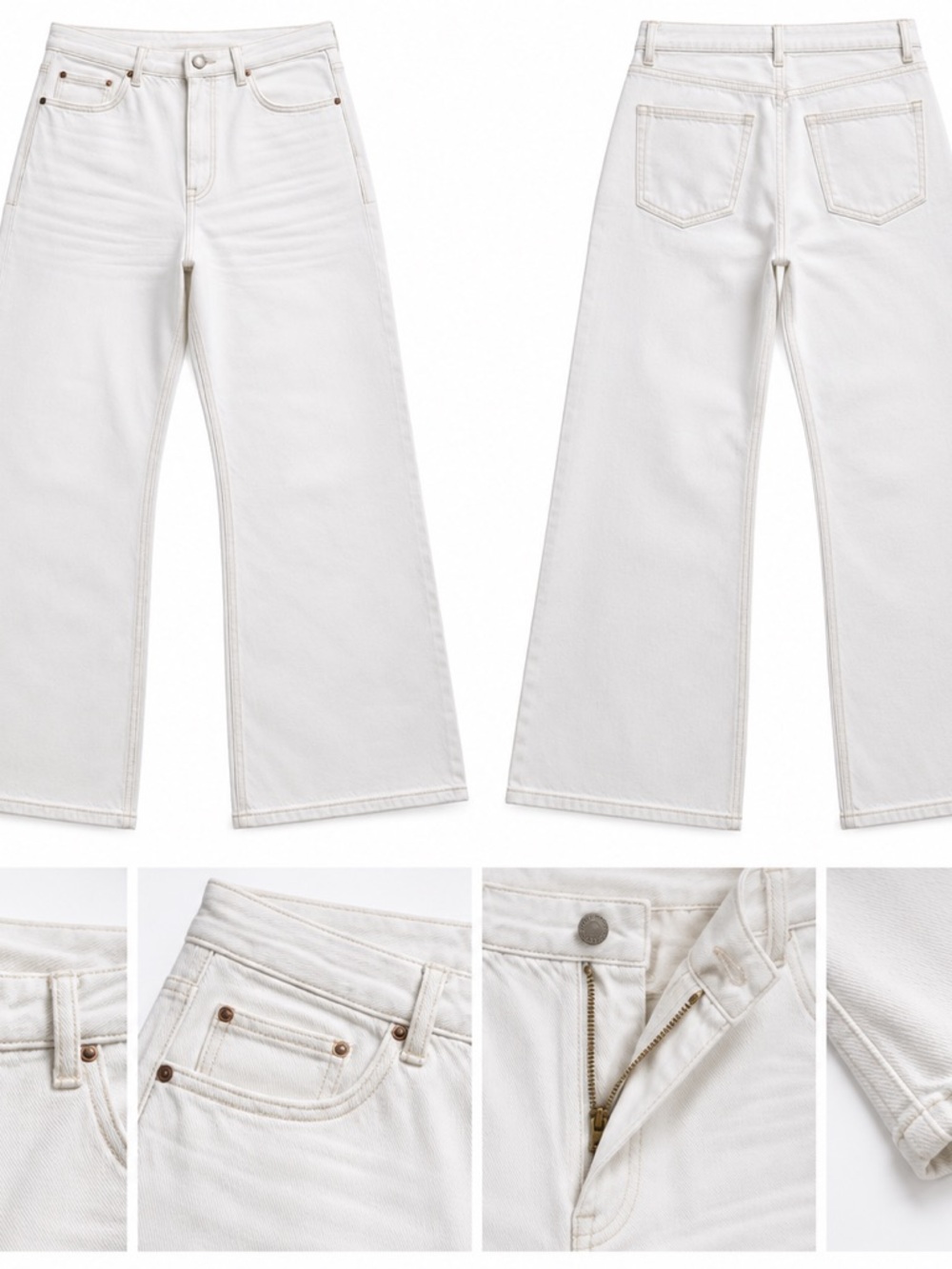 Abercrombie & Fitch White Wide-Leg High-Rise Jeans